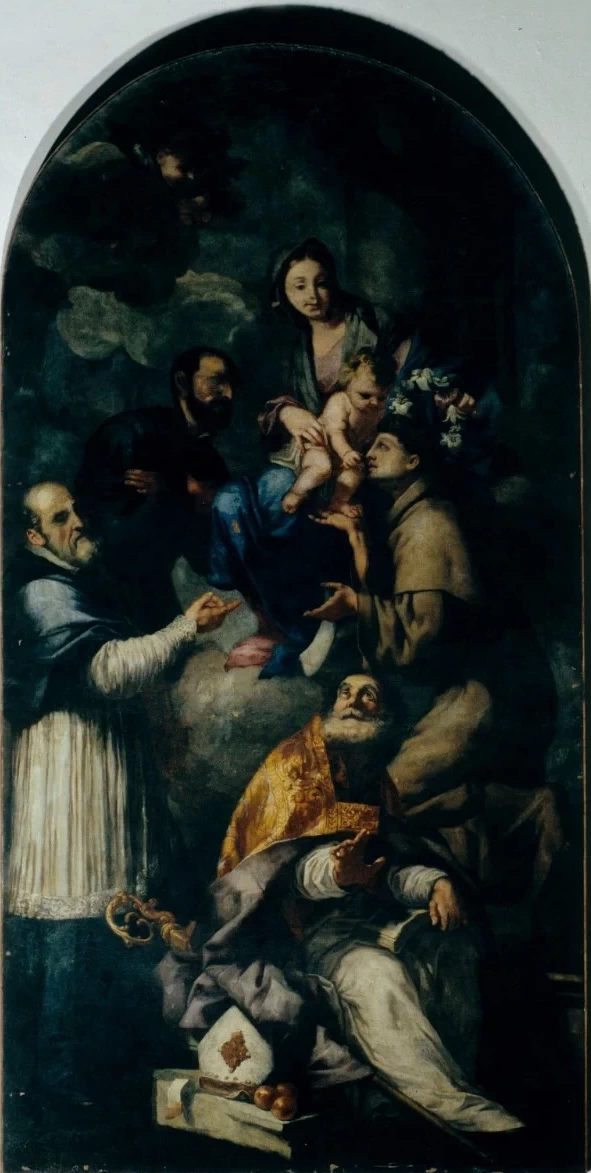 Dipinto con Madonna e Bambino tra santi